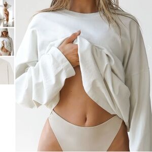 Joah Brown Vintage Long Oversized Tee, Off-White, Size S/M